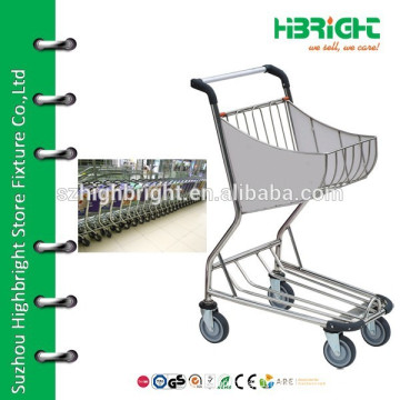 chrome plated steel airport shopping trolley without brake